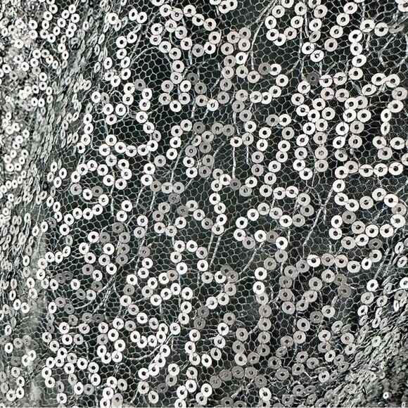 Carmen Marc Valvo Black Sequin Silk Cocktail Party‎ Dress Black Satin Bow Sz 6 - Picture 14 of 16